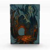 Surreal Dark Cityscape Art Ghostly Figure Painting Fotoblock (Vorderseite)