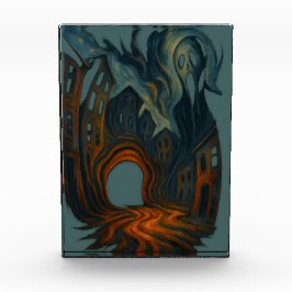 Surreal Dark Cityscape Art Ghostly Figure Painting Fotoblock