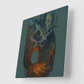 Surreal Dark Cityscape Art Ghostly Figure Painting Quadratische Wanduhr (Winkel)