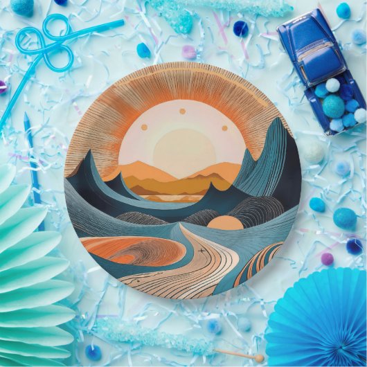 Surreal Desert Sunset Abstract Pappteller (Party)