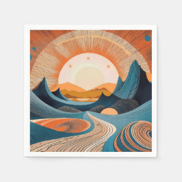 Surreal Desert Sunset Abstract Serviette