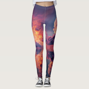 Surreal dramatische Wolken mit feurigem Sonnenunte Leggings