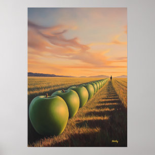 Surreal Dreamscape Äpfel in Lichtfeldern Poster