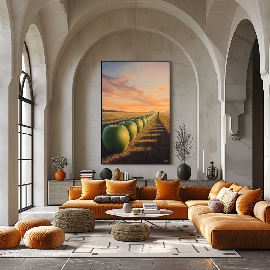 Surreal Dreamscape Äpfel in Lichtfeldern Poster