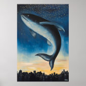 Surreal Dreamscape Fisch schweben über urbanem Sky Poster (Vorne)