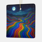 Surreal Dreamscape Moonlight Rainbow Land Keramikornament (Links)