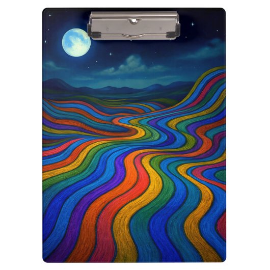 Surreal Dreamscape Moonlight Rainbow Land Klemmbrett (Vorderseite)