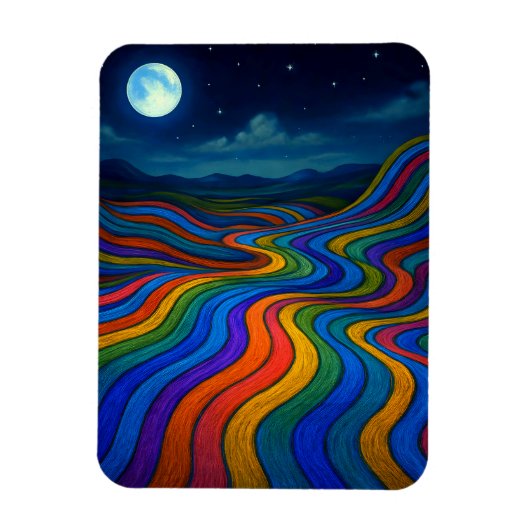 Surreal Dreamscape Moonlight Rainbow Land Magnet (Vertikal)