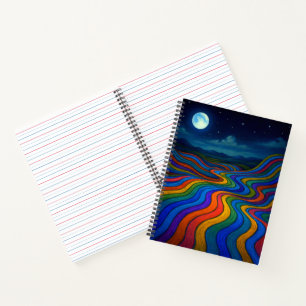 Surreal Dreamscape Moonlight Rainbow Land Notizblock