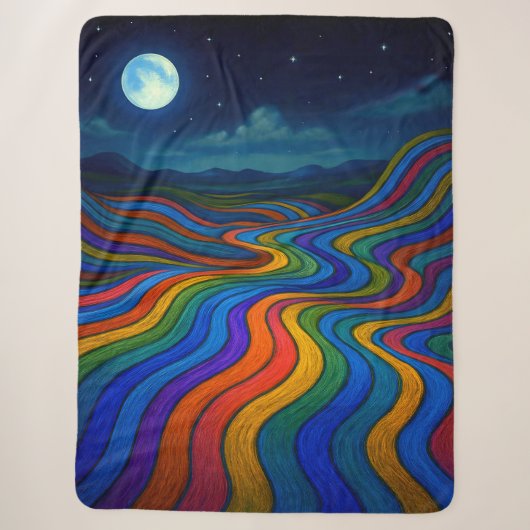Surreal Dreamscape Moonlight Rainbow Land Sherpadecke (Vorderseite)
