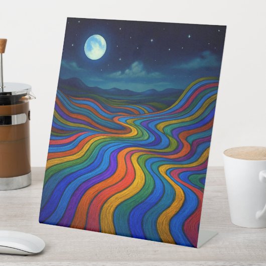 Surreal Dreamscape Moonlight Rainbow Land Sockelschild (In Situ)