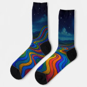 Surreal Dreamscape Moonlight Rainbow Land Socken (Linkes Detail)