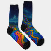 Surreal Dreamscape Moonlight Rainbow Land Socken (Rechts)