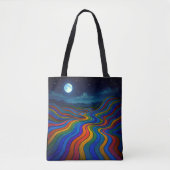 Surreal Dreamscape Moonlight Rainbow Land Tasche (Vorderseite)