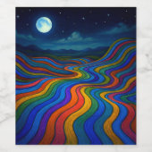 Surreal Dreamscape Moonlight Rainbow Land Weinetikett (Einzelnes Label)