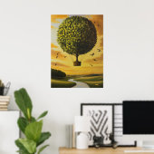 Surreal Dreamscape Tree Ballon über Serene Land Poster (Heimbüro)