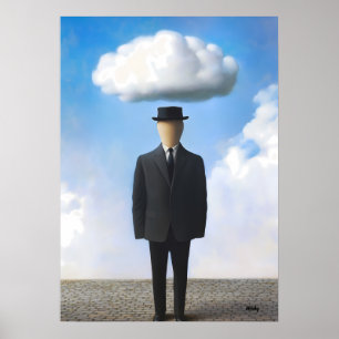Surreal Dreamscape Wall Art - Faceless Man Cloud Poster