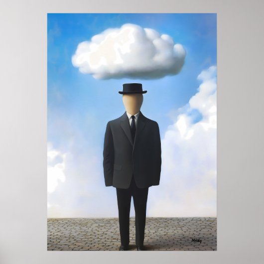 Surreal Dreamscape Wall Art - Faceless Man Cloud Poster (Vorne)