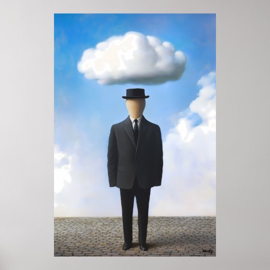 Surreal Dreamscape Wall Art - Faceless Man Cloud Poster (Vorne)