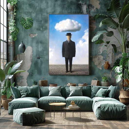 Surreal Dreamscape Wall Art - Faceless Man Cloud Poster