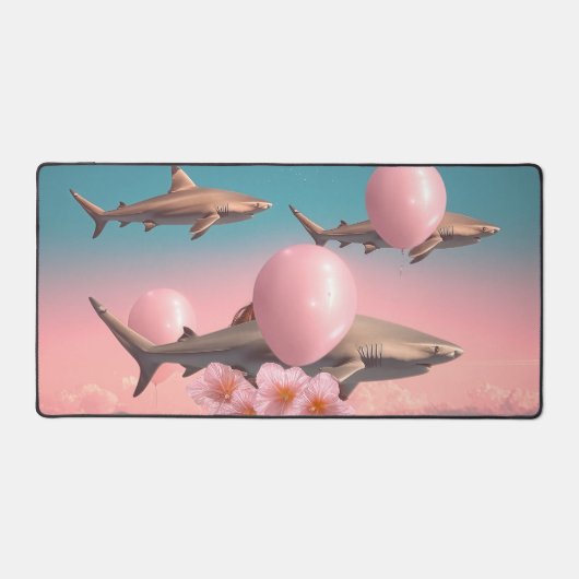 Surreal Dreamscape with Sharks and Balloons Schreibtischunterlage (Vorderseite)
