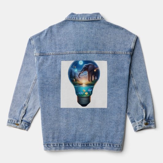 Surreal Elephant World Inside Light Bulb Fantasy A Jeansjacke (Rückseite)