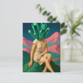 Surreal Emerald Crystals Woman Postkarte (Stehend Vorderseite)