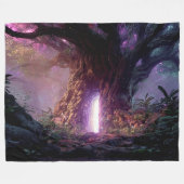 Surreal Enchanted Tree With Glowing Portal Fleecedecke (Vorderseite (Horizontal))
