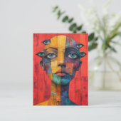 Surreal Face With Lots of Eyes Postkarte (Stehend Vorderseite)