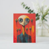 Surreal Face With  Several Eyes Postkarte (Stehend Vorderseite)