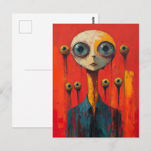 Surreal Face With  Several Eyes Postkarte (Vorne/Hinten)