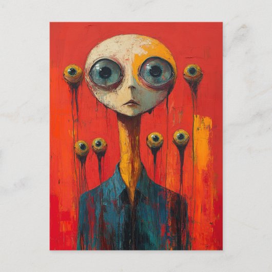 Surreal Face With  Several Eyes Postkarte (Vorderseite)