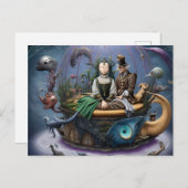 Surreal Faceless Girl on a Magic Boat Postkarte (Vorne/Hinten)