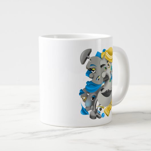 Surreal Faces Bold & Artistic Large Coffee Cup Jumbo-Tasse (Vorderseite Rechts)