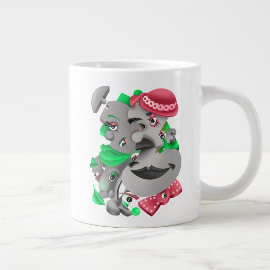 Surreal Faces Bold & Artistic Large Coffee Cup Jumbo-Tasse (Rechts)