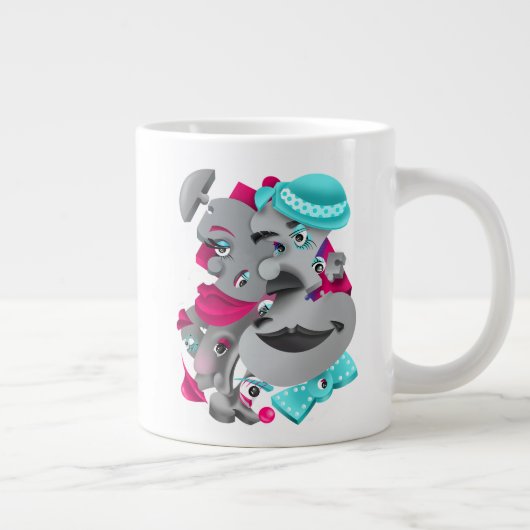Surreal Faces Bold & Artistic Large Coffee Cup Jumbo-Tasse (Rechts)