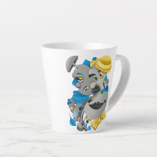 Surreal Faces Bold & Artistic Latte Cup Milchtasse (Rechte Ecke)