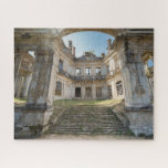 Surreal Fantasy Abandoned French Chateau Courtyard Puzzle<br><div class="desc">Fantasy Äußere Träume mit verlassenen französischen Schlosshof im Staat des Zerfalls,  mit Steintreppen,  Bögen und verzierten Außenanlagen.</div>
