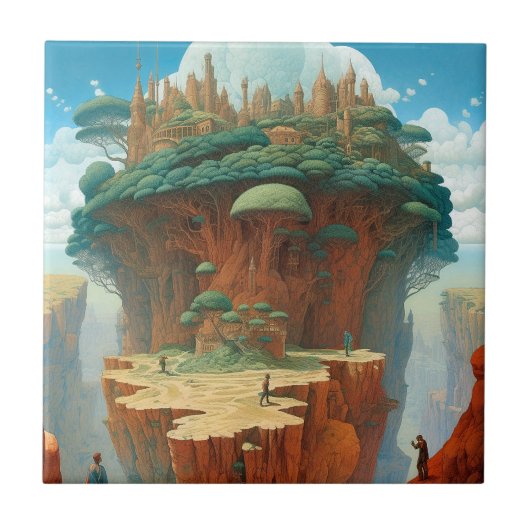 Surreal Fantasy City Fliese (Vorderseite)