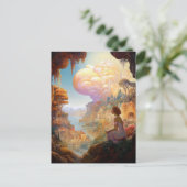 Surreal Fantasy City Landschaft Art Postkarte (Stehend Vorderseite)