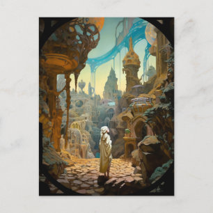 Surreal Fantasy City Landschaft Art Postkarte