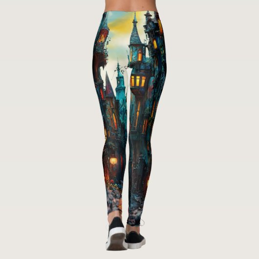 Surreal Fantasy City Leggings - Artistic 3D Master (Rückseite)