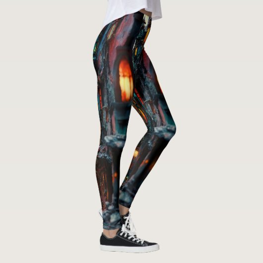 Surreal Fantasy City Leggings - Artistic 3D Master (Rechts)