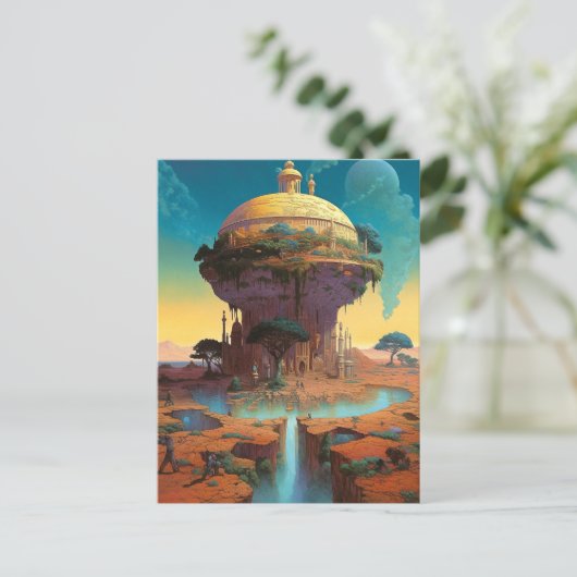 Surreal Fantasy City Postkarte (Stehend Vorderseite)