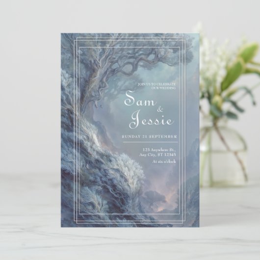 Surreal Fantasy Dreamscape Hochzeit Einladung (Stehend Vorderseite)