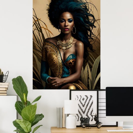Surreal Fantasy Fantastisch Afro Girl Art NI Poster (Heimbüro)