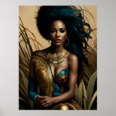 Surreal Fantasy Fantastisch Afro Girl Art NI Poster (Vorne)