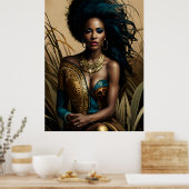 Surreal Fantasy Fantastisch Afro Girl Art NI Poster (Küche)