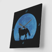 Surreal Fantasy Horn and Moon Quadratische Wanduhr (Winkel)