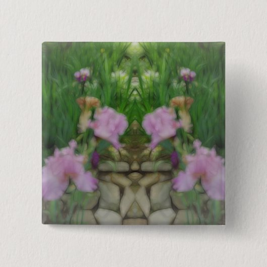 Surreal Fantasy Iris Blumenweg Button (Vorderseite)